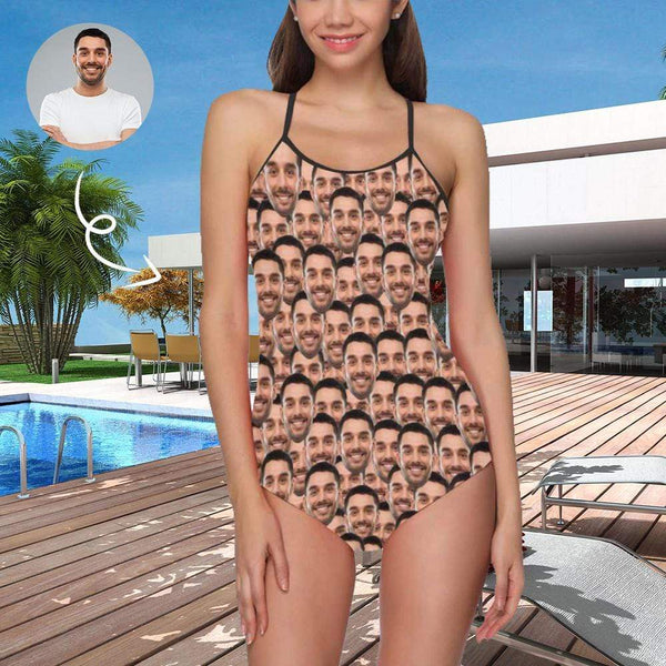 Bathingsuit-Custom Face Boyfriend/Husband Funny Photo Swimsuit Personalized?Women's One Piece Bathing Suits For Her