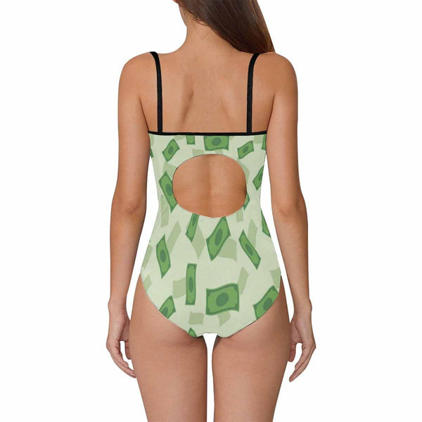 Custom Face Green Swimsuit Personalized Women's Slip One Piece Bathing Suit Honeymoons Party