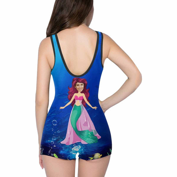 Custom Face Mermaid Princess Women's One Piece Boyleg Swimsuit