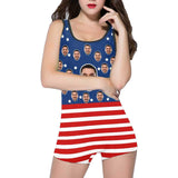 Personalised Swimsuit Custom Face National Flag Women's One Piece Boyleg Swimsuit Celebrate Holiday