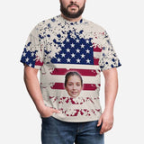 Custom Face Shirt American Flag Women's All Over Print T-shirt  Design Tee with Picture for Independence Day