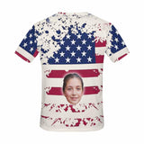 Custom Face Shirt American Flag Women's All Over Print T-shirt  Design Tee with Picture for Independence Day