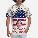 Custom Face Shirt American Flag Women's All Over Print T-shirt  Design Tee with Picture for Independence Day