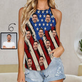 Custom Face Flag Top Halterneck Strapless Vest Shirt Women's Tank Top