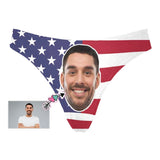 Custom Husband Face Underwear for Ladies Personalized American Flag Lingerie Women's Classic Thongs