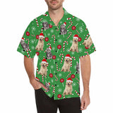 Custom Face Cute Pet Christmas Men's All Over Print Hawaiian Shirt