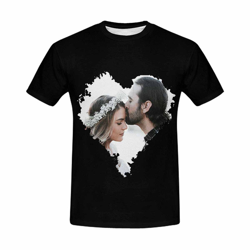 Custom Photo Loving Coupple Romance Tee Put Your Photo on Shirt Unique Design Men's All Over Print T-shirt