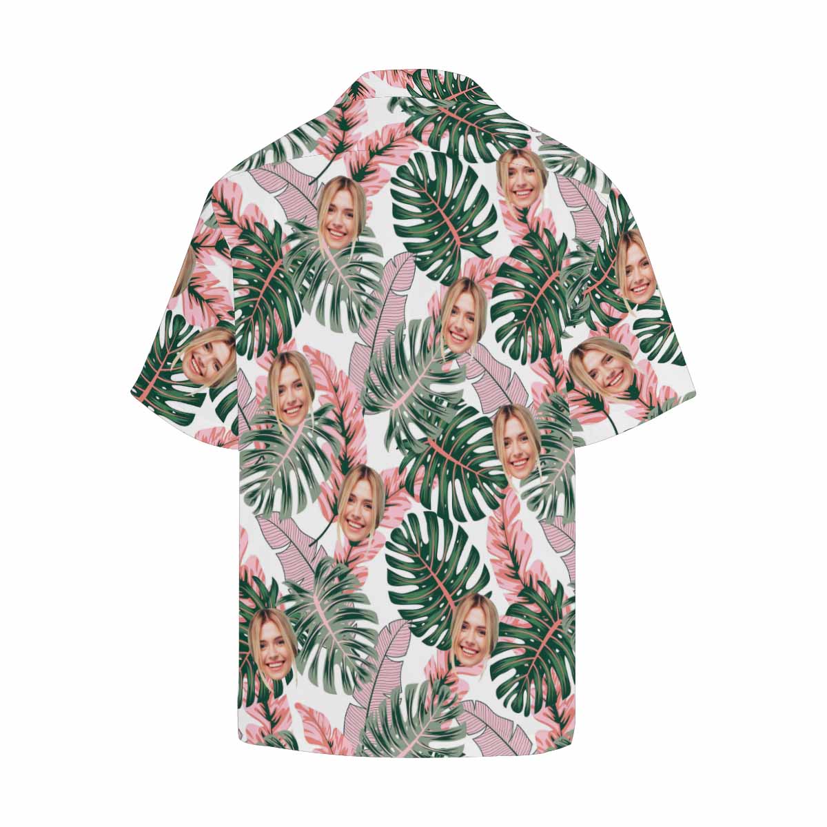 Custom Face Palm Leaves Men's All Over Print Hawaiian Shirt, Personalized Aloha Shirt With Photo Summer Beach Party As Gift for Vacation