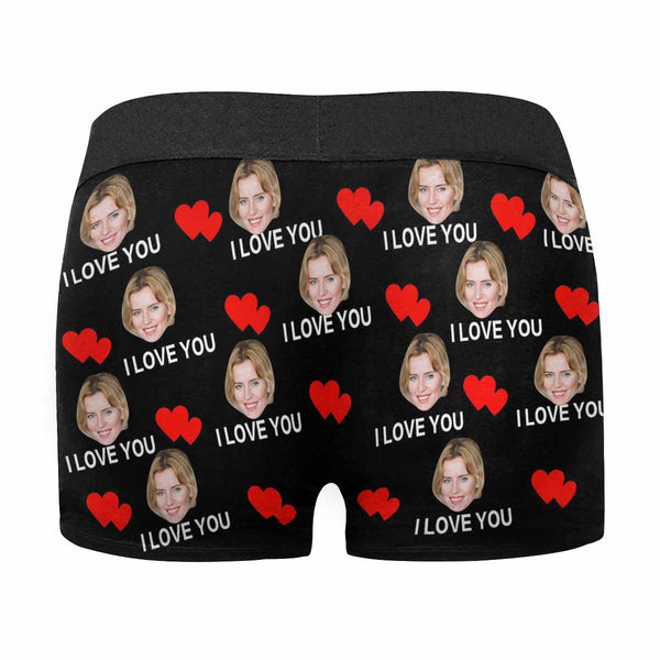 Custom Face Men's All Over Print Boxer Briefs Personalized I Love You Underwear