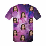 Custom Face Purple Starry Sky Tee Put Your Photo on Shirt Unique Design Men's All Over Print T-shirt
