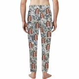 Custom Face Grey Sleepwear Personalized Men's Slumber Party Long Pajama Pants