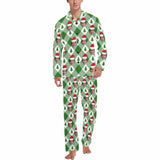 Custom Face Pajamas Rhombus Lattice Sleepwear Personalized Men's Long Pajama Set