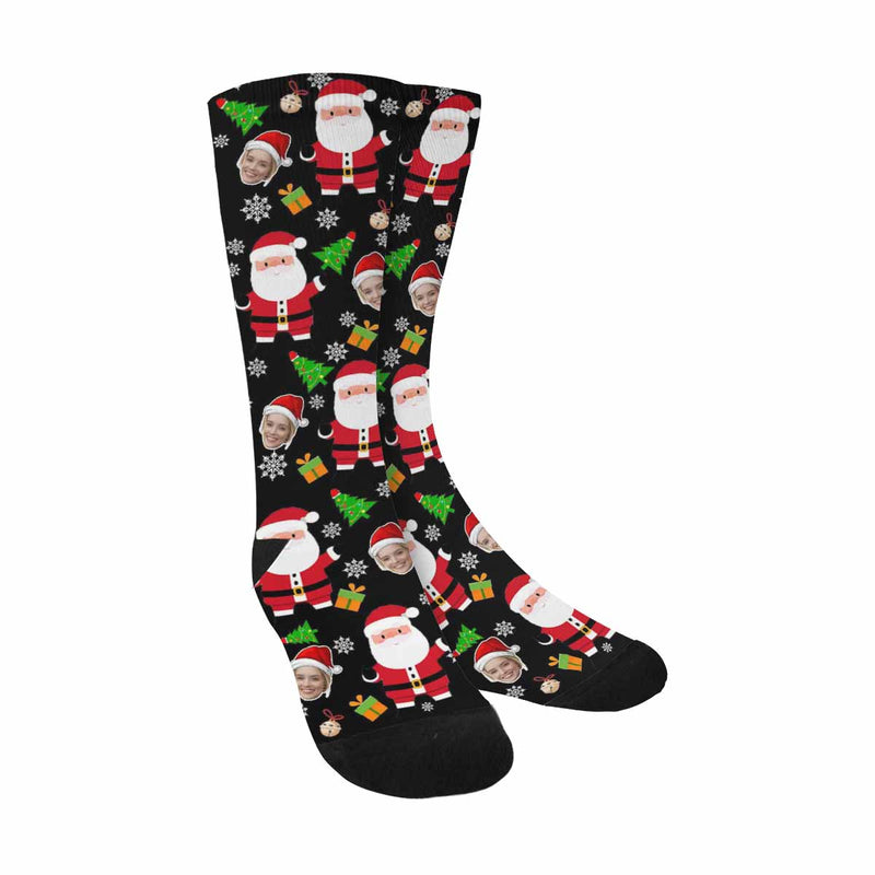 Custom Socks Face Socks with Faces Personalized Socks Christmas Hat Face Socks for Boyfriend