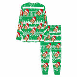 Custom Face Christmas Hat Green Men's Long Pajama Set