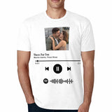 Custom Photo There For You White Scannable Spotify Code T-shirt Personalized Men's All Over Print T-shirt