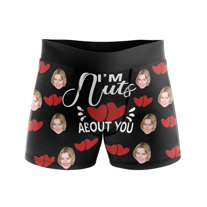 Custom Face Boxers Underwear Personalized I'm Nuts About You Mens' All Over Print Boxer Briefs