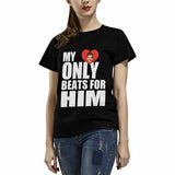 Custom Face My Heart Only Beats For Him Women's All Over Print T-shirt