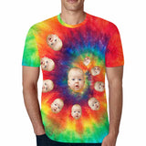 Custom Face Color Tie Dye Tee Put Your Photo on Shirt Unique Design Men's All Over Print T-shirt