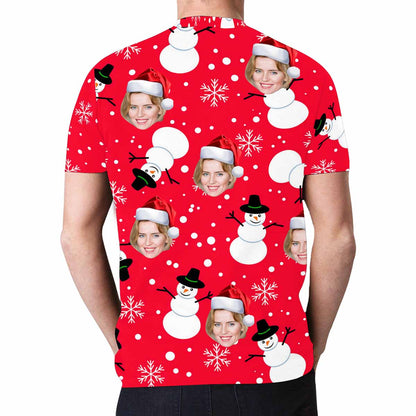 Custom Face Christmas Snowman Your Photo on Shirt Unique Design Men's All Over Print T-shirt