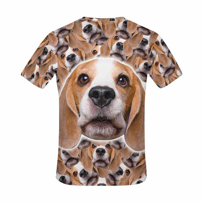 Custom Face Cute Puppy Seamless Tee Put Your Photo on Shirt Unique Design Men's All Over Print T-shirt