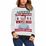 Custom Face Fa La La Christmas Women's All Over Print Crewneck Sweatshirt, Personalized Sweater With Photo