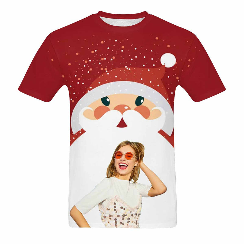 Custom Face Santa Tee Put Your Photo on Shirt Unique Design Men's All Over Print T-shirt