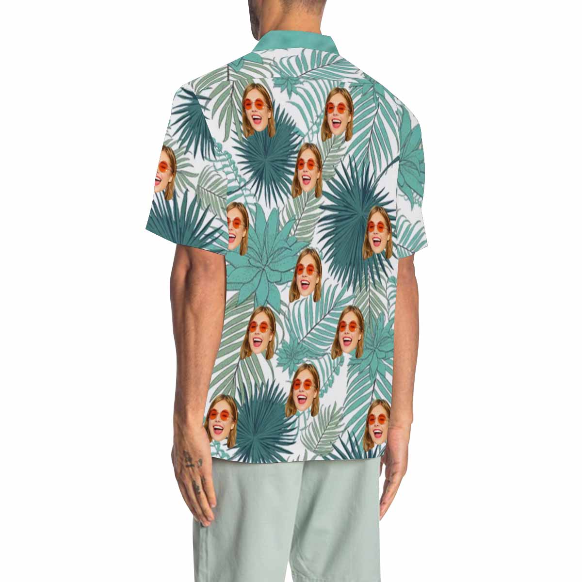 Custom Face Leaves Men's All Over Print Hawaiian Shirt