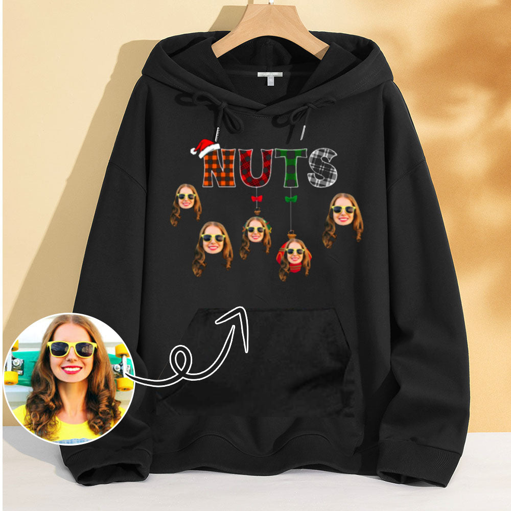 Printing Nuts&Lattern Hoodie with Face, Custom Women's All Over Print Hoodie Surprise Gifts for Mon Wife Girlfriend