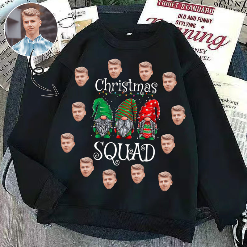 Custom Face Christmas Women's All Over Print Crewneck Sweatshirt, Personalized Sweater With Photo