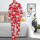 Custom Face Pajamas Ho&Snowflake Red Sleepwear Personalized Men's Long Pajama Set