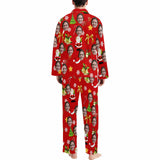 Custom Face Pajamas Bell&Gift Red Sleepwear Personalized Men's Long Pajama Set