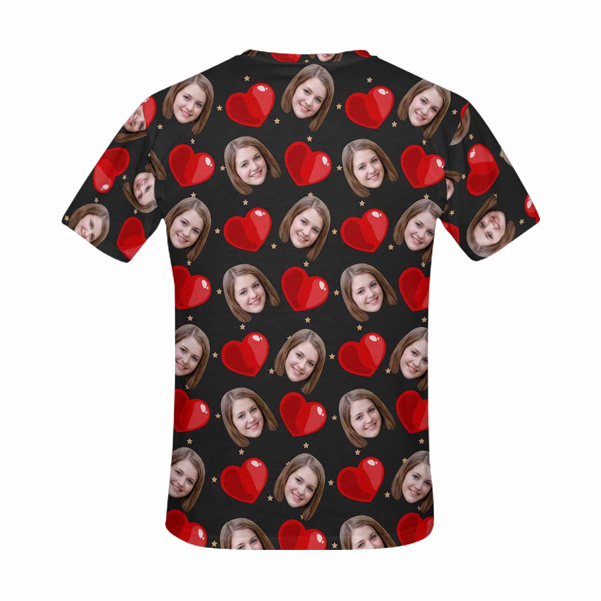 Custom Face Red Love Shape Tee Put Your Photo on Shirt Unique Design Men's All Over Print T-shirt