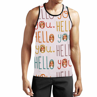 Custom Face Hello Men's All Over Print Tank Top