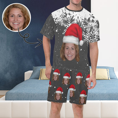 Personalized Face Christmas Pajamas For Men Sleepwear Custom Photo Men's Short Pajama