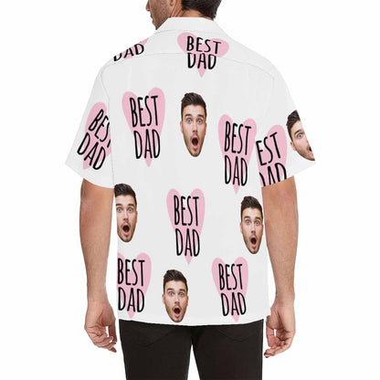 Custom Face Best Dad White Men's All Over Print Hawaiian Shirt