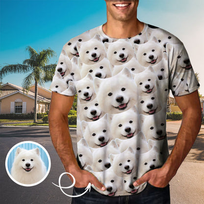 Custom Face Cute Puppy Tee Put Your Photo on Shirt Unique Design Men's All Over Print T-shirt