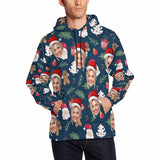 Printing Christmas Hat&Tree Hoodie with Girlfriend's Face, Custom Men's All Over Print Hoodie Surprise Gifts for Dad Husband Boyfriend