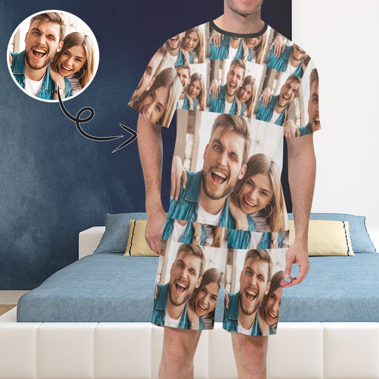 Personalized Face Pajamas For Men Sleepwear Custom Photo Men's Short Pajama Set