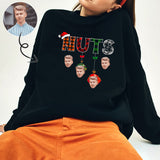 Custom Face Nuts Women's All Over Print Crewneck Sweatshirt, Personalized Sweater With Photo