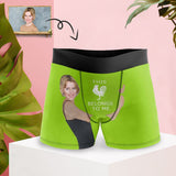 Custom Face Boxers Underwear Personalized This Belongs To Me Green Mens' All Over Print Boxer Briefs