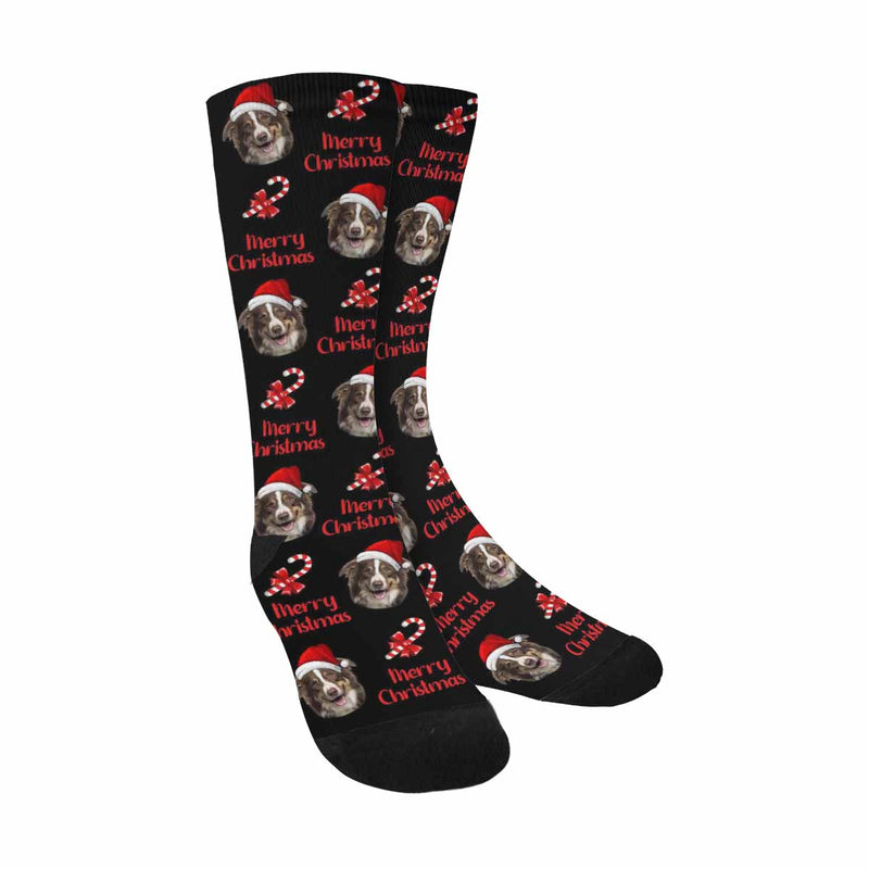 Custom Socks Face Socks with Dog Faces Personalized Socks Face on Socks Christmas Hat Face Socks for Dad