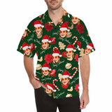 Custom Face Candy Cane Christmas Men's All Over Print Hawaiian Shirt