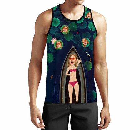 Custom Face Boat Men's All Over Print Tank Top