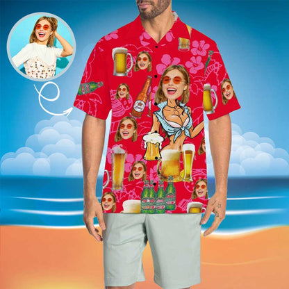 Custom Face Beer Men's All Over Print Hawaiian Shirt