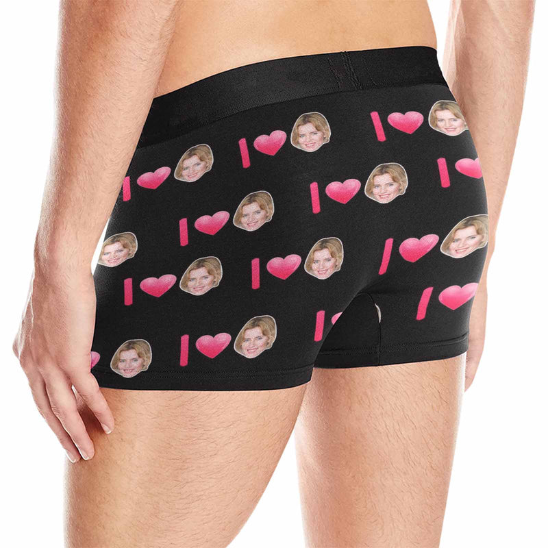 Custom Face&Text Boxers Underwear Personalized I Love You Mens' All Over Print Boxer Briefs