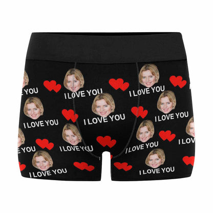 Custom Face Men's All Over Print Boxer Briefs Personalized I Love You Underwear