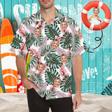 Custom Face Palm Leaves Men's All Over Print Hawaiian Shirt, Personalized Aloha Shirt With Photo Summer Beach Party As Gift for Vacation