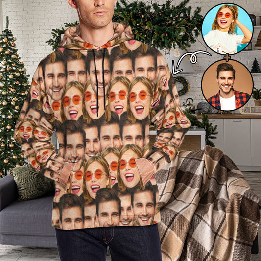 Custom Face Seamless Cute Men's All Over Print Hoodie