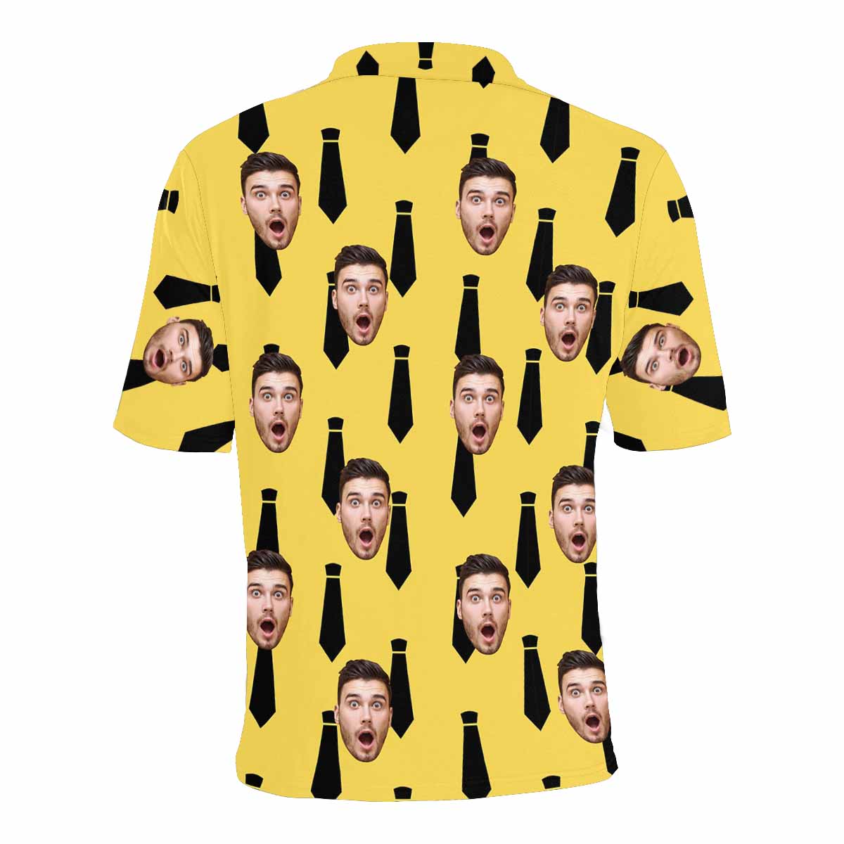 Custom Face Tie Print Yellow Men's All Over Print Polo Shirt