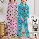 Personalized Kid's Long Sleeve Buttons Pajamas Set for 2-15Y Custom Pet Face Nightwear for Boys&Girls
